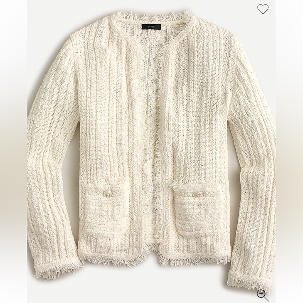 J. Crew Cream Ribbed Knit Cardigan
